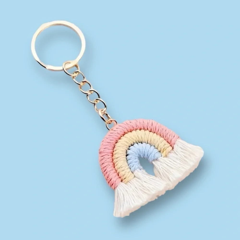 Boho Rainbow Woven Keychain